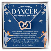 To My Graceful Dancer Daughter - Shine Bright - Blue - Interlocking Hearts Necklace